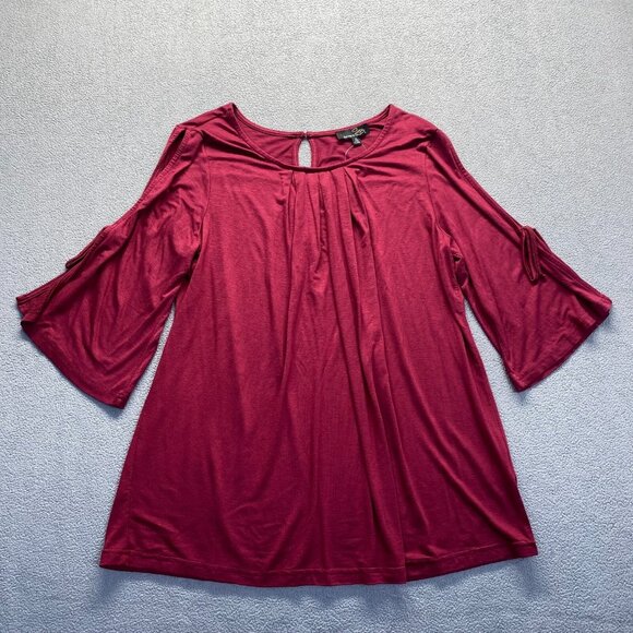 Suzanne Betro Shirt Top Women Size XL 3/4 Sleeve Relaxed,Pleated Front,Soft - Picture 12 of 12